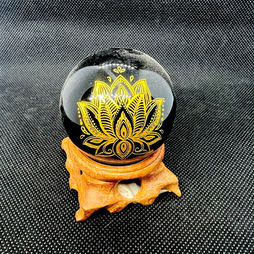 Black Obsidian Lotus Sphere 7 oz